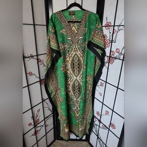 Green Black Patterned Mumu Dress XXL NWOT